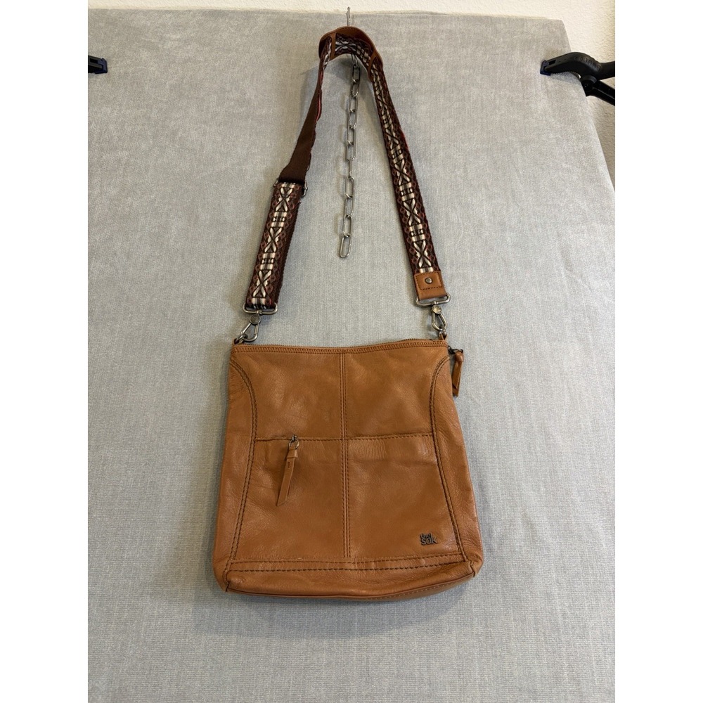The Sak Leather Crossbody Bag Cognac Brown NWT Shoulder Purse Boho Organizer